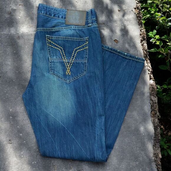 Ecko Unltd. Vintage Y2K Straight Leg Distressed Denim Blue Jeans Size 38 x 32 - Picture 1 of 10